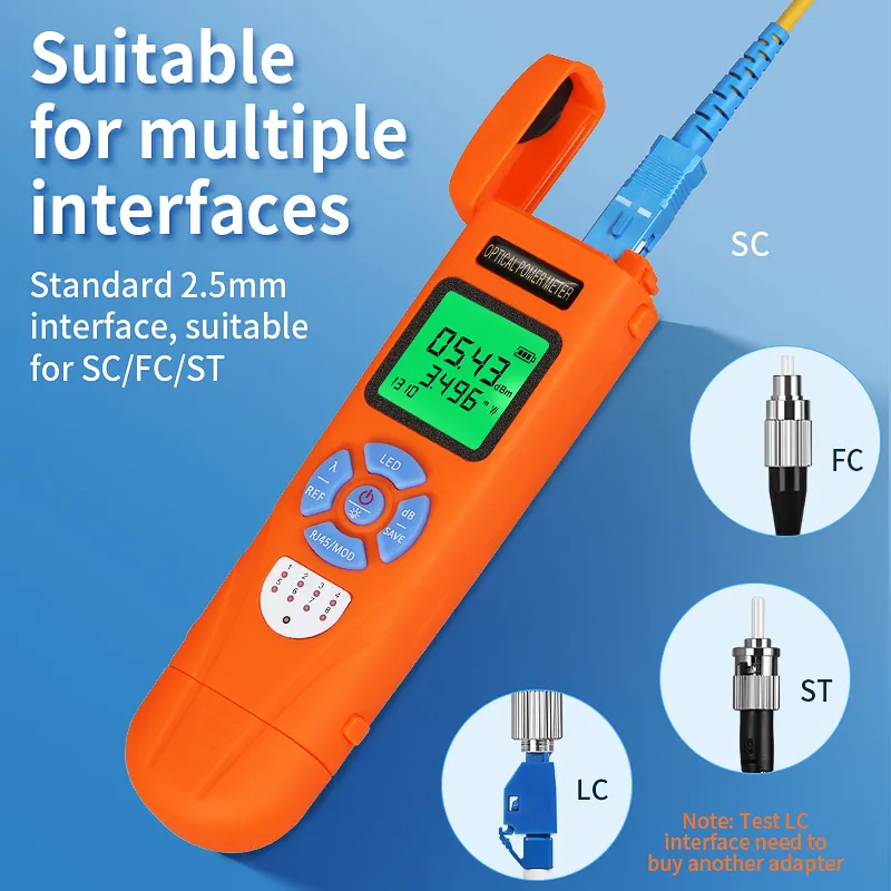 COMPTYCO AUA-C7/C5 Charging High Precision Fiber Optic Tester OPM with LED and RJ45 Tester Fiber Optic Equipment Mini Optical Power Meter