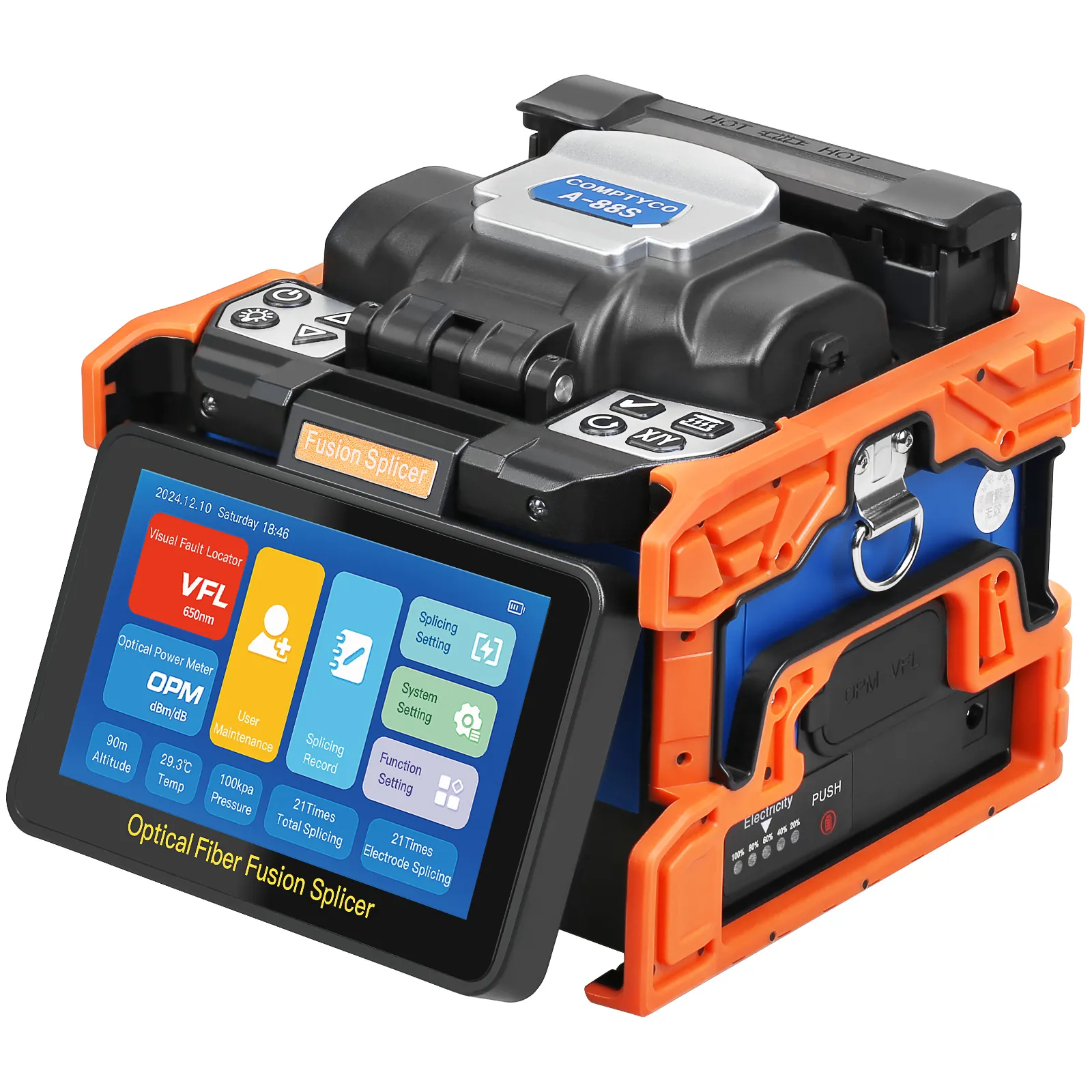 A-88S Fully Automatic Fusion Splicing Machine 5-inch Touch Screen 6-Motor with OPM VFL Fiber Optic Fusion Splicing Machine